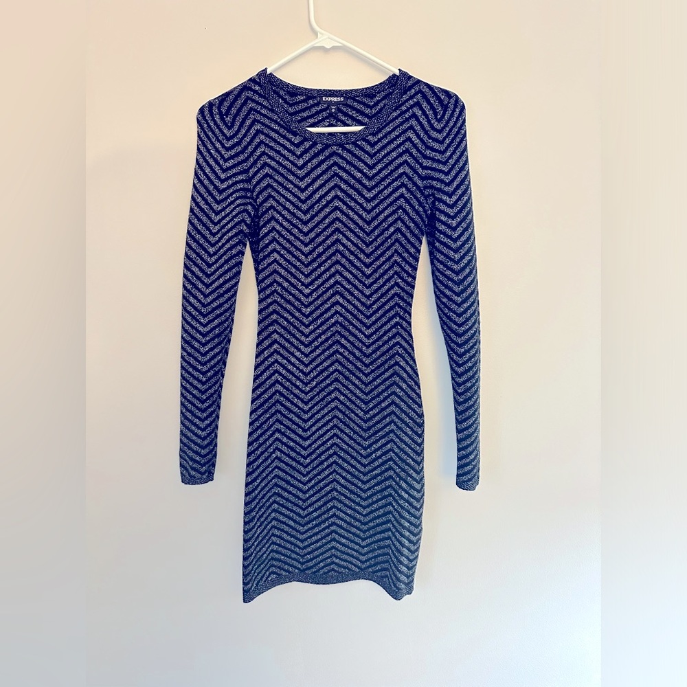 Express XS Black and Silver Chic Sweater Dress